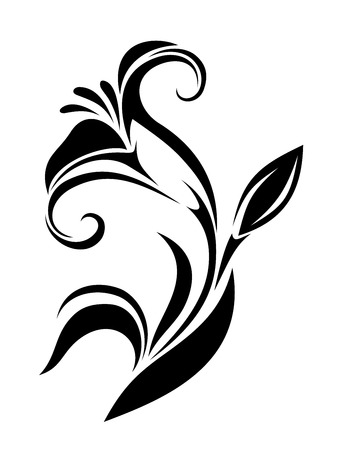 dessin fleurs noir et blanc Lily fleur. Vecteur noire silhouette. Illustration